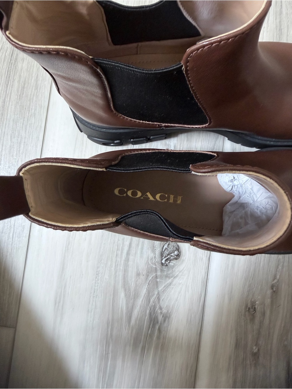 Coach CM588 Brown Leather Chelsea Lug Boots Women’s 7B - Picture 8 of 10